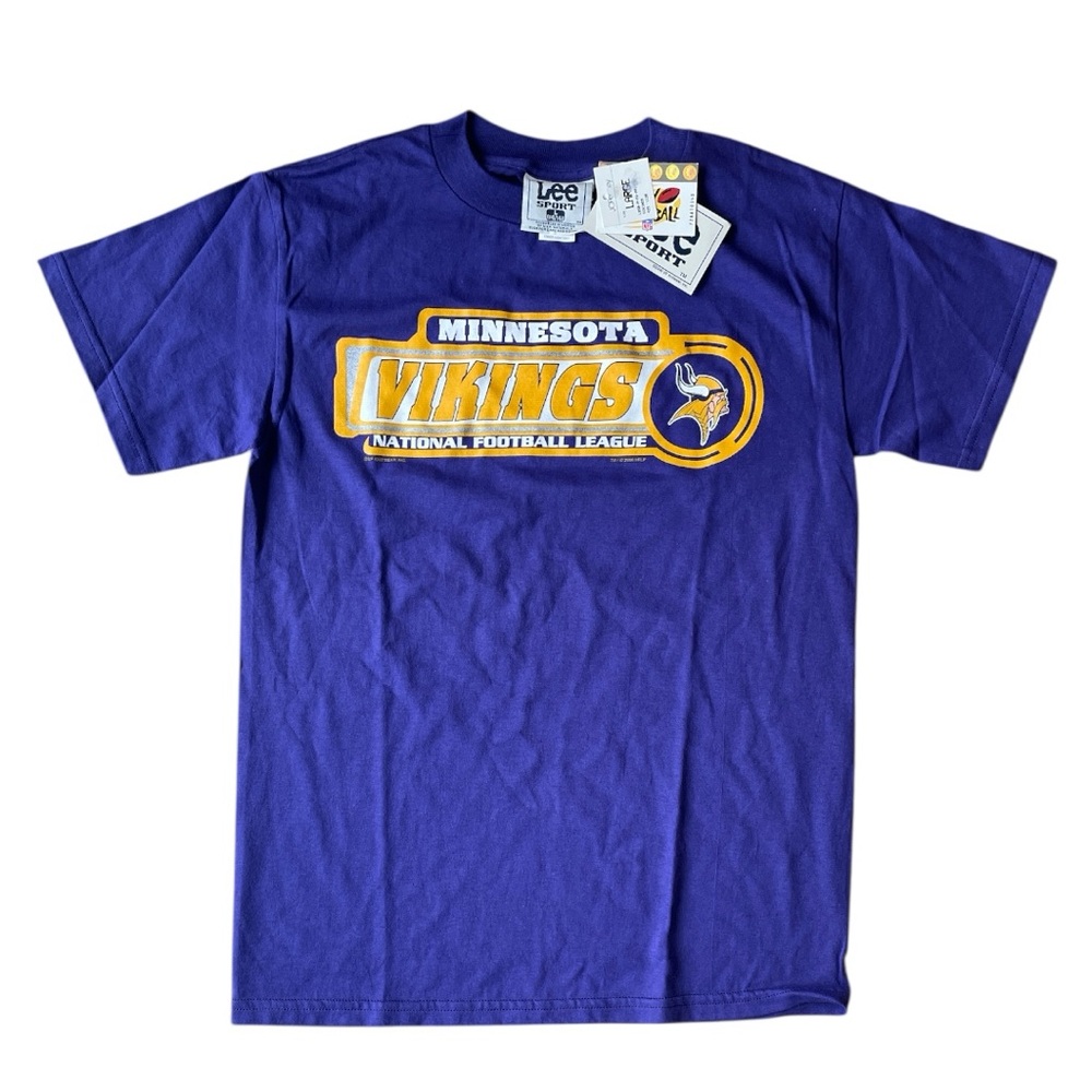 NWT Vintage Y2k Minnesota Vikings logo Purple T-Shirt with silver sparkle NFL